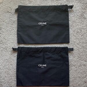 Celine Black Canvas Dust Bags with White Logo - Set of 2